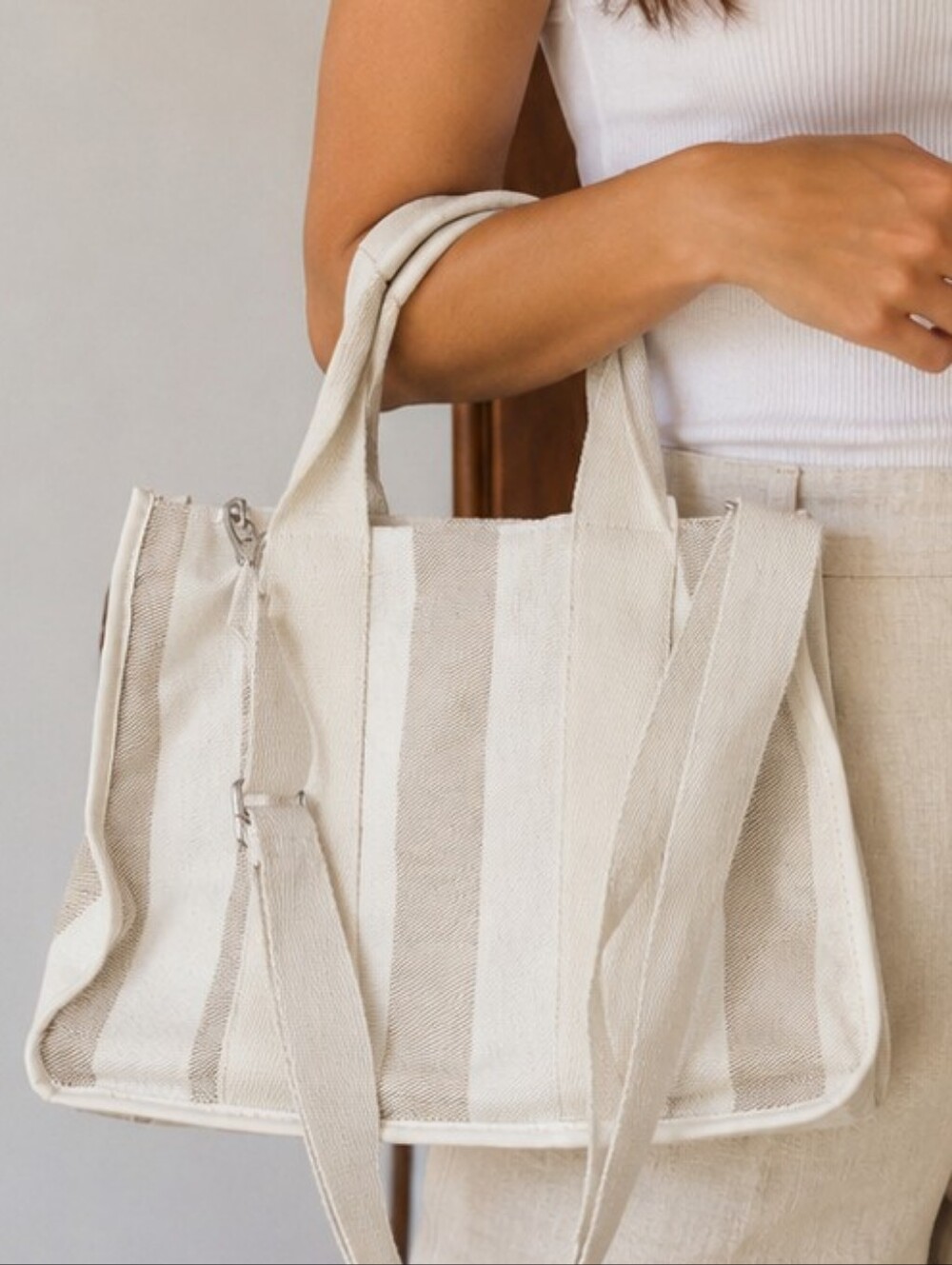 Two-Tone Canvas Tote Bag NWOT